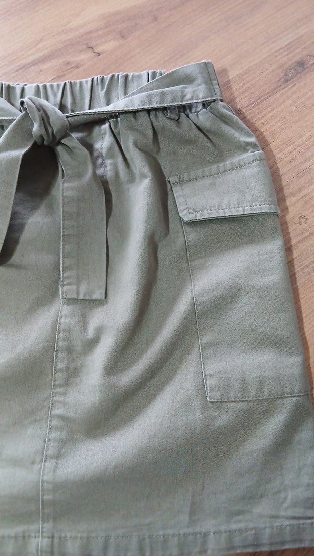 Kemerli Keten Mini Etek - Görsel 2