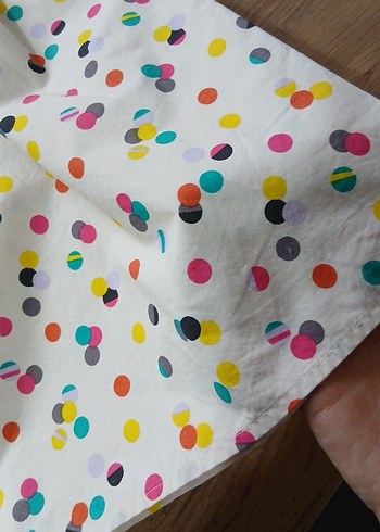 Kolsuz Çok Renkli Puantiyeli  Elbise - Görsel 5