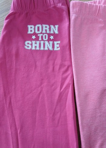 Kız Çocuk Düğmeli Pembe Baskılı Tayt - Görsel 2