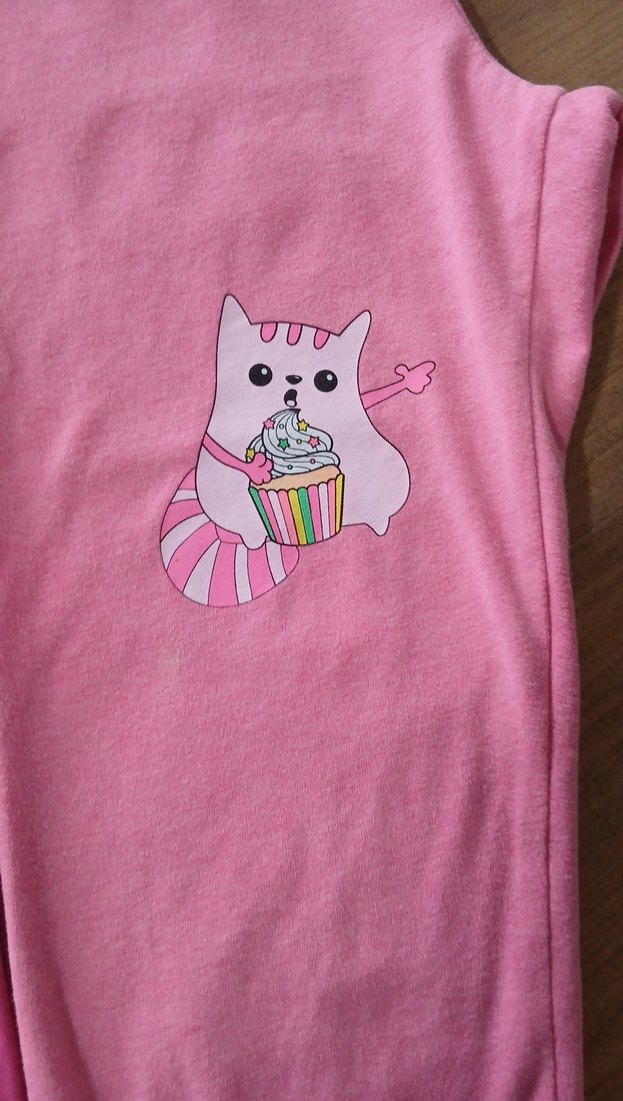 Kız Çocuk Düğmeli Pembe Baskılı Tayt - Görsel 3