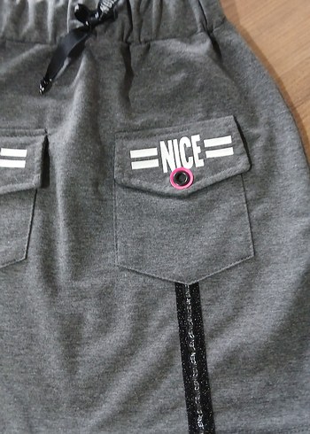 Nakışlı Gri Kız Çocuk Etek - Görsel 3