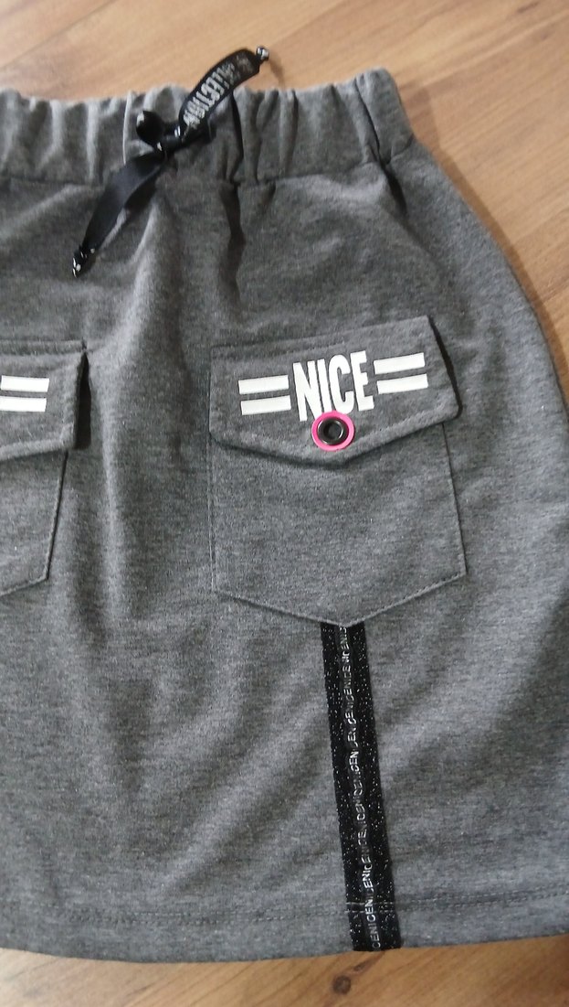 Nakışlı Gri Kız Çocuk Etek - Görsel 3