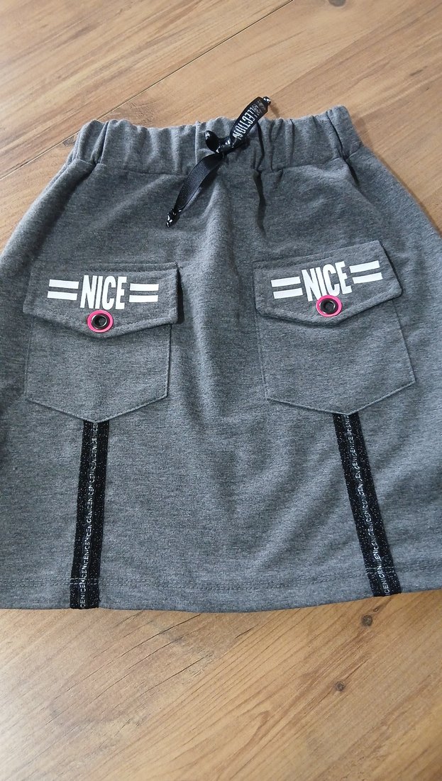 Nakışlı Gri Kız Çocuk Etek - Görsel 2