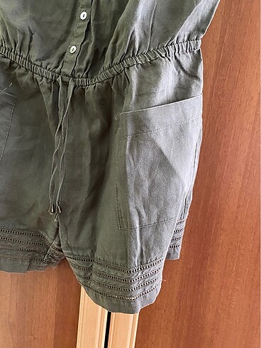 38 Beden Koton haki askılı tulum