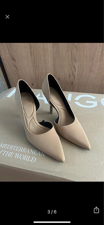 36 Beden Zara ten rengi asimetrik topuklu ayakkabı