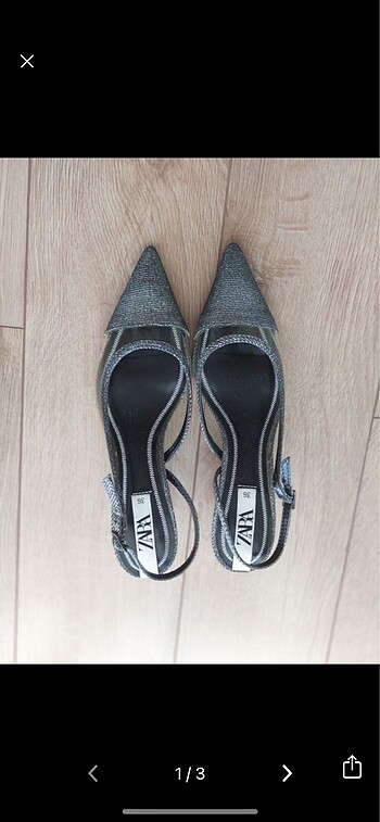 Zara şeffaf simli mini topuklu ayakkabı