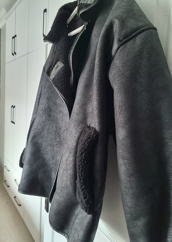 Büyük Beden Düğmeli Siyah Deri Kadın Ceket - Görsel 2