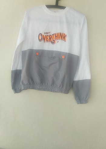 Gri Baskılı Uzun Kollu Sweatshirt