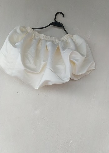 Beyaz Keten Fırfırlı Etek