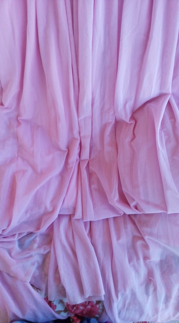 Pudra Pembe Drapeli Uzun Straplez Kadın Elbise - Görsel 4