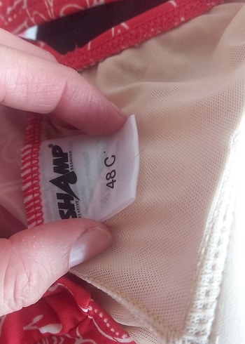 Kırmızı Bohem Tarzı Askısız Mayo - Görsel 2