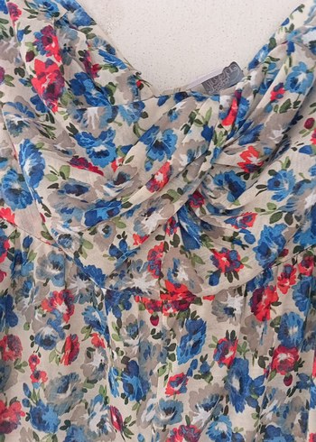 Çiçek Desenli Straplez Kadın Tulum - Görsel 3