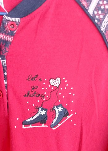 Renkli Baskılı Uzun Kollu Hamile Gecelik - Görsel 2