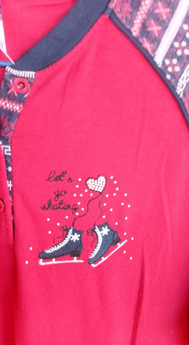 Renkli Baskılı Uzun Kollu Hamile Gecelik - Görsel 2