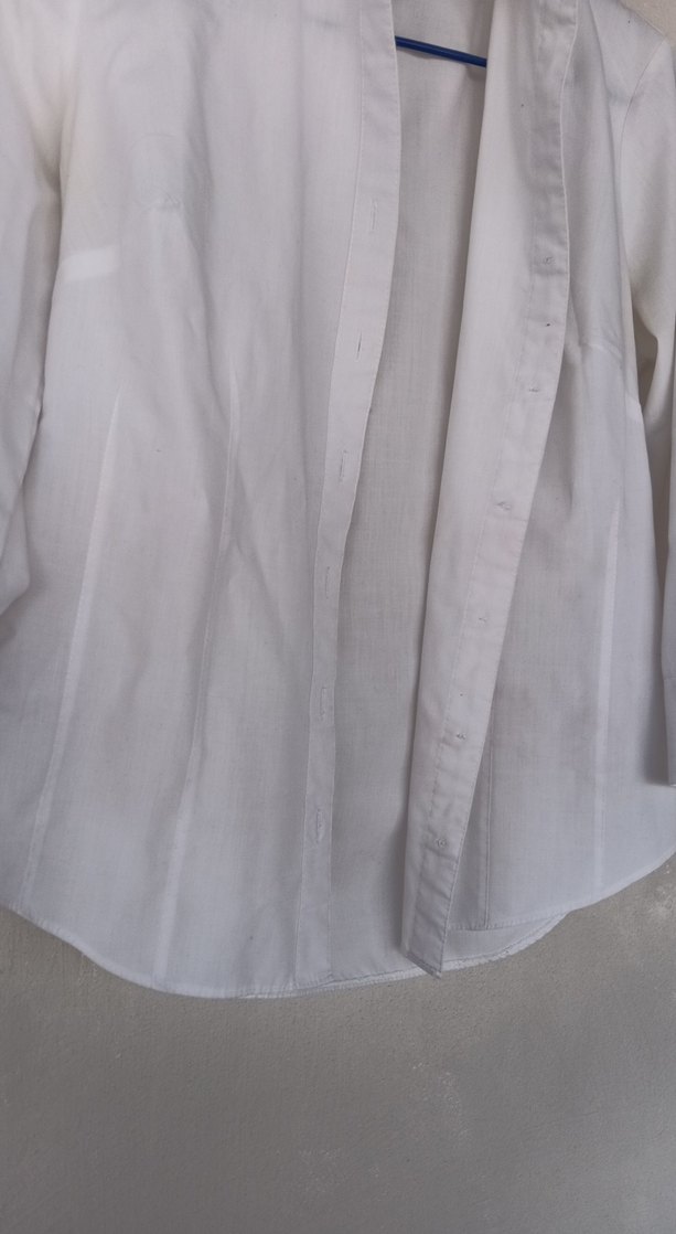Kadın Beyaz Keten Uzun Kollu Gömlek - Görsel 2