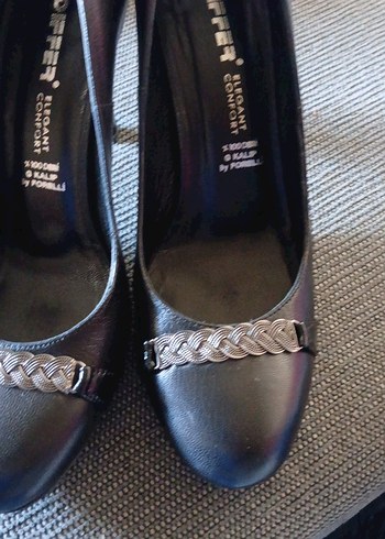 Fermuarlı Siyah Deri Klasik Topuklu Kadın Ayakkabı - Görsel 2