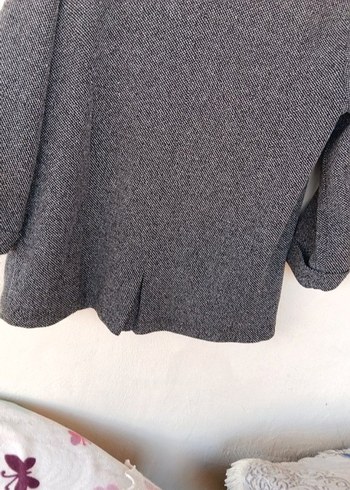 Düğmeli Gri Kadın Midi Blazer Ceket - Görsel 4