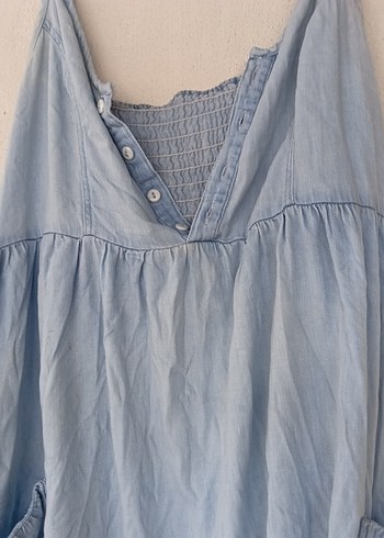 Mavi Bohem Düğmeli Kot Elbise - Görsel 2