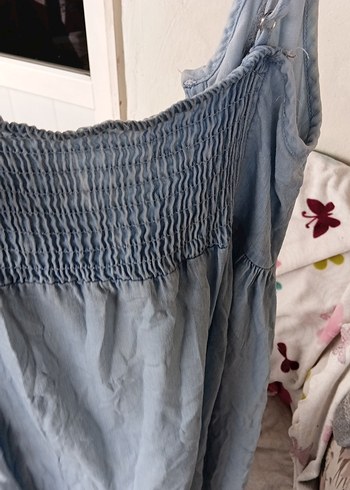 Mavi Bohem Düğmeli Kot Elbise - Görsel 3