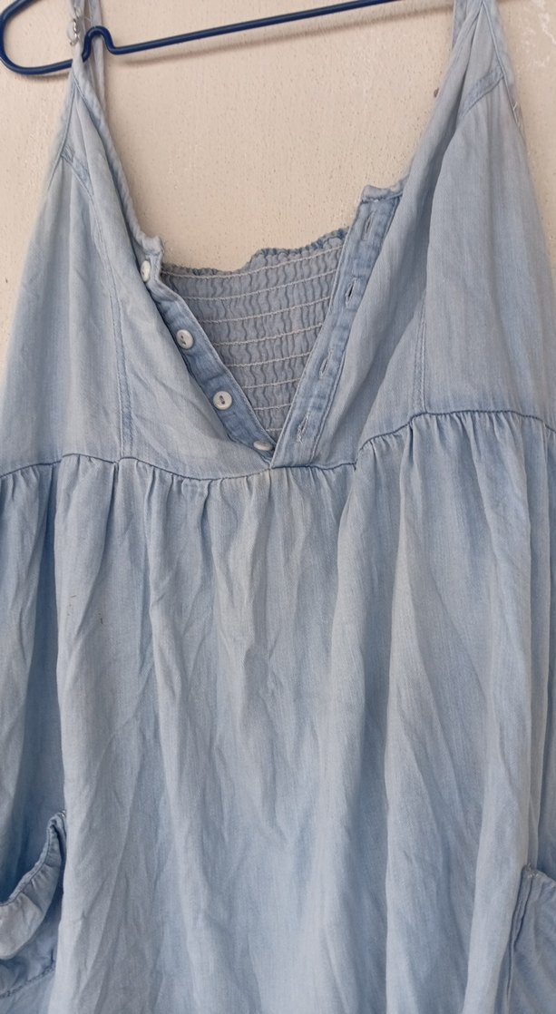 Mavi Bohem Düğmeli Kot Elbise - Görsel 2