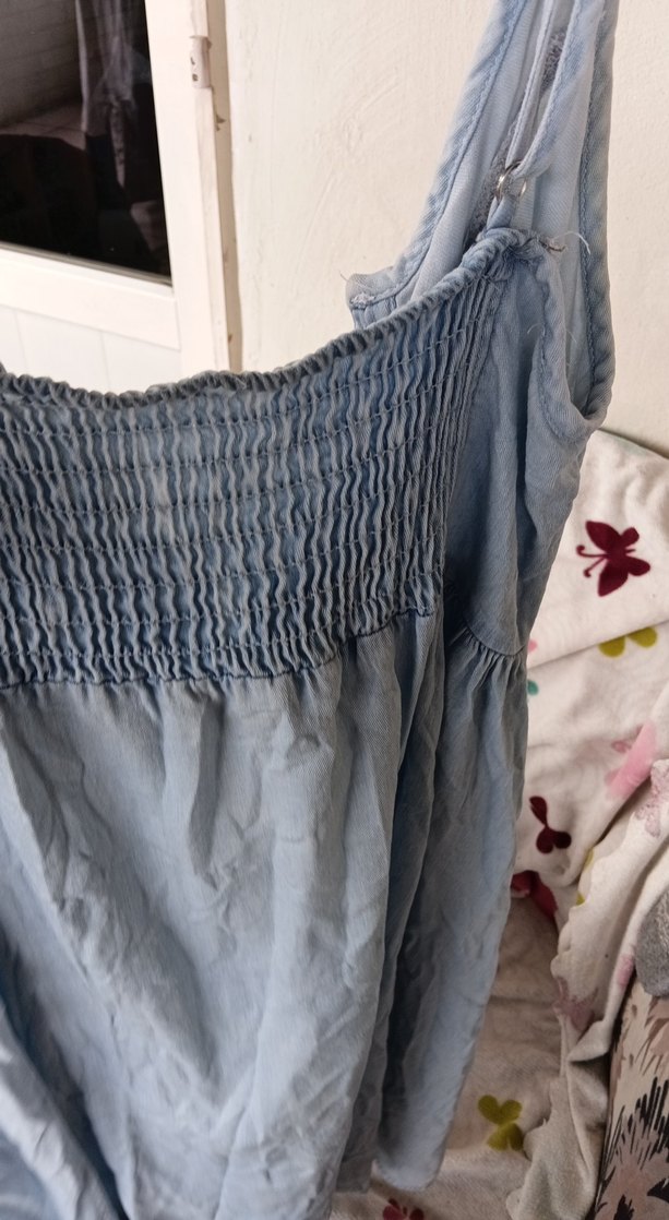 Mavi Bohem Düğmeli Kot Elbise - Görsel 3