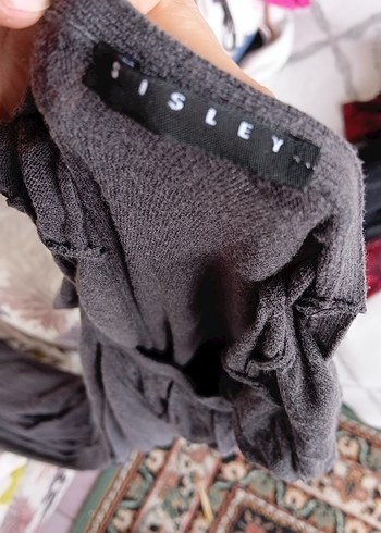 Gri Keten V Yakalı Uzun Elbise - Görsel 2