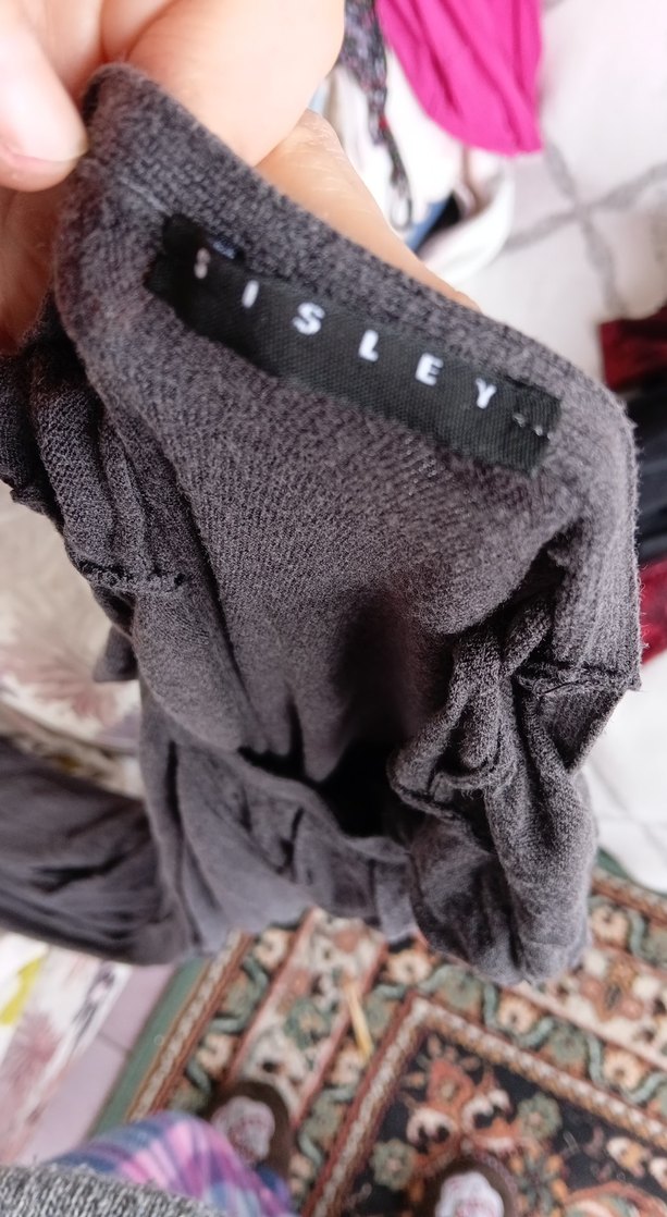 Gri Keten V Yakalı Uzun Elbise - Görsel 2