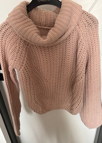 Pembe Örgü Boğazlı Kadın Kazak - Görsel 5