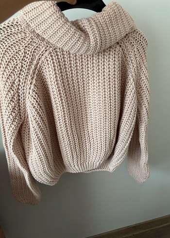 Pembe Örgü Boğazlı Kadın Kazak - Görsel 3