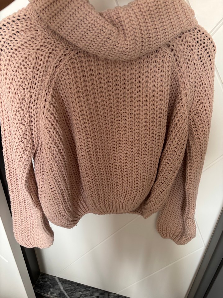 Pembe Örgü Boğazlı Kadın Kazak - Görsel 4