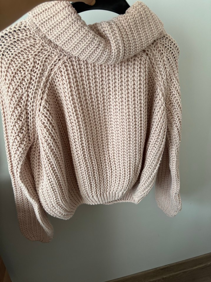 Pembe Örgü Boğazlı Kadın Kazak - Görsel 3