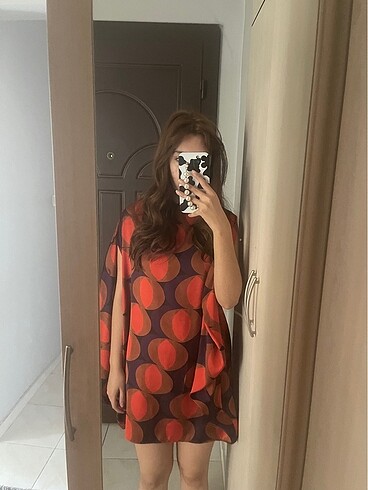 Zara zara geometrik desenli elbise