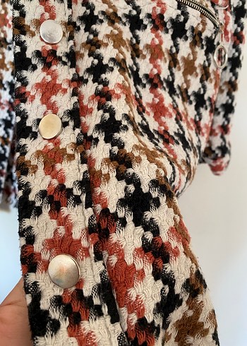 Düğmeli Uzun Kollu Çok Renkli Kadın ceket - Görsel 3