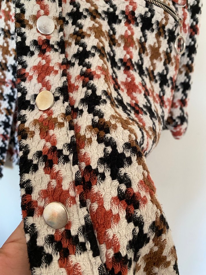 Düğmeli Uzun Kollu Çok Renkli Kadın ceket - Görsel 3