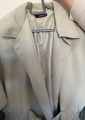 Açık haki Uzun Kadın Trençkot - Görsel 4