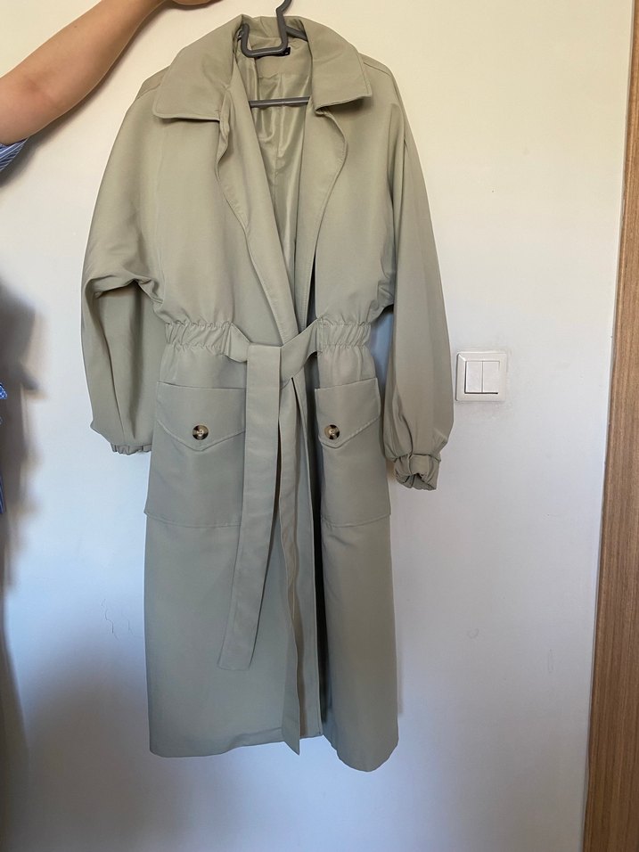 Açık haki Uzun Kadın Trençkot - Görsel 2