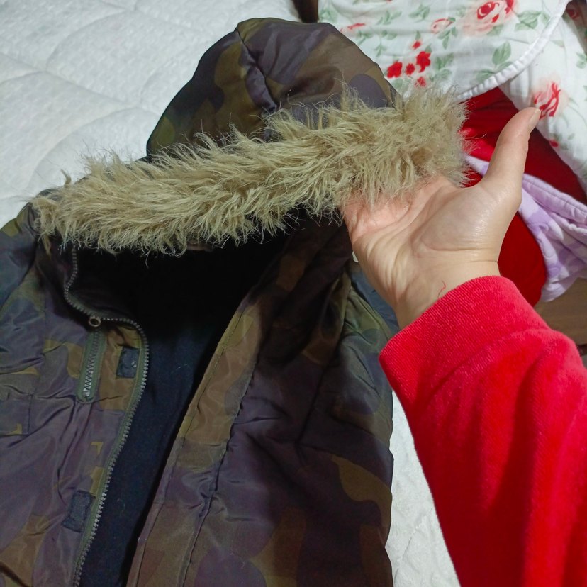 Kürk Detaylı Kamuflaj Erkek Çocuk Kaban - Görsel 3