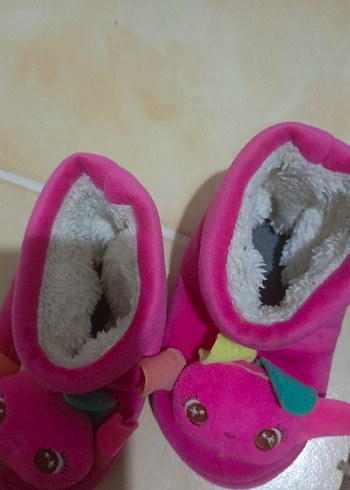 Kız Çocuk Pembe Sıcak Ev Terliği Velcro - Görsel 2