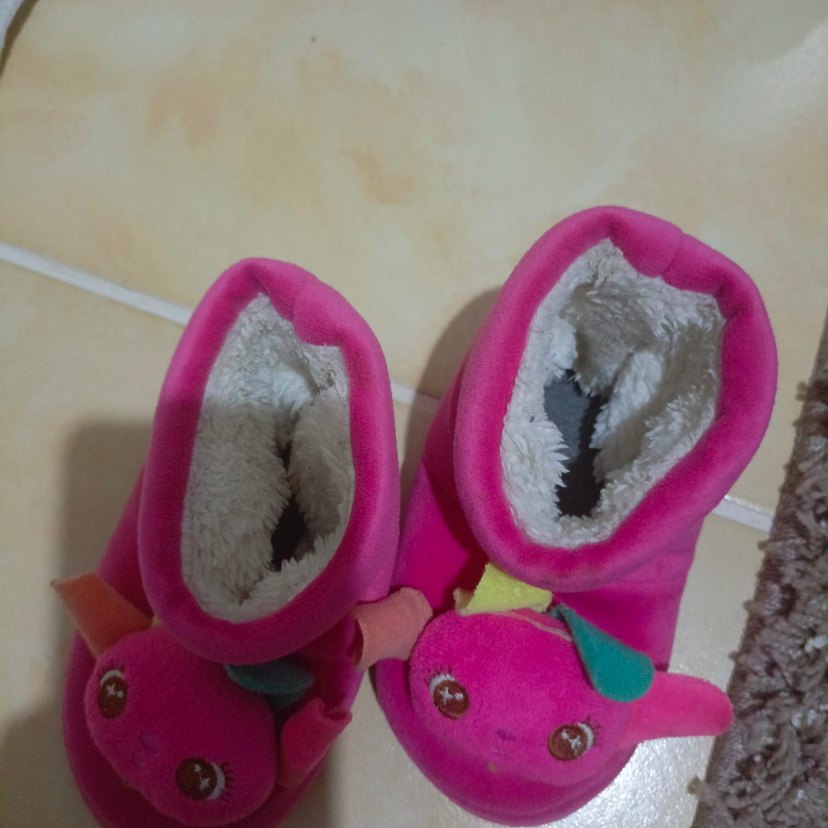 Kız Çocuk Pembe Sıcak Ev Terliği Velcro - Görsel 2