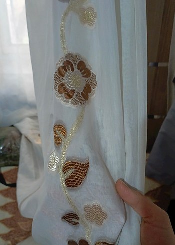 Bej Nakışlı Tül Perde  300 190 - Görsel 2