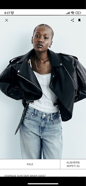 Zara Zara Suni Deri Biker Ceket