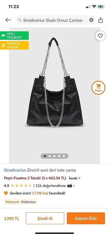 Stradivarius Stradivarius Suni Deri Zincirli Tote Çanta