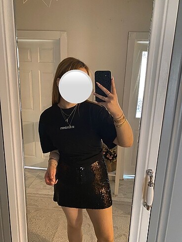 H&M Siyah Pullu Etek