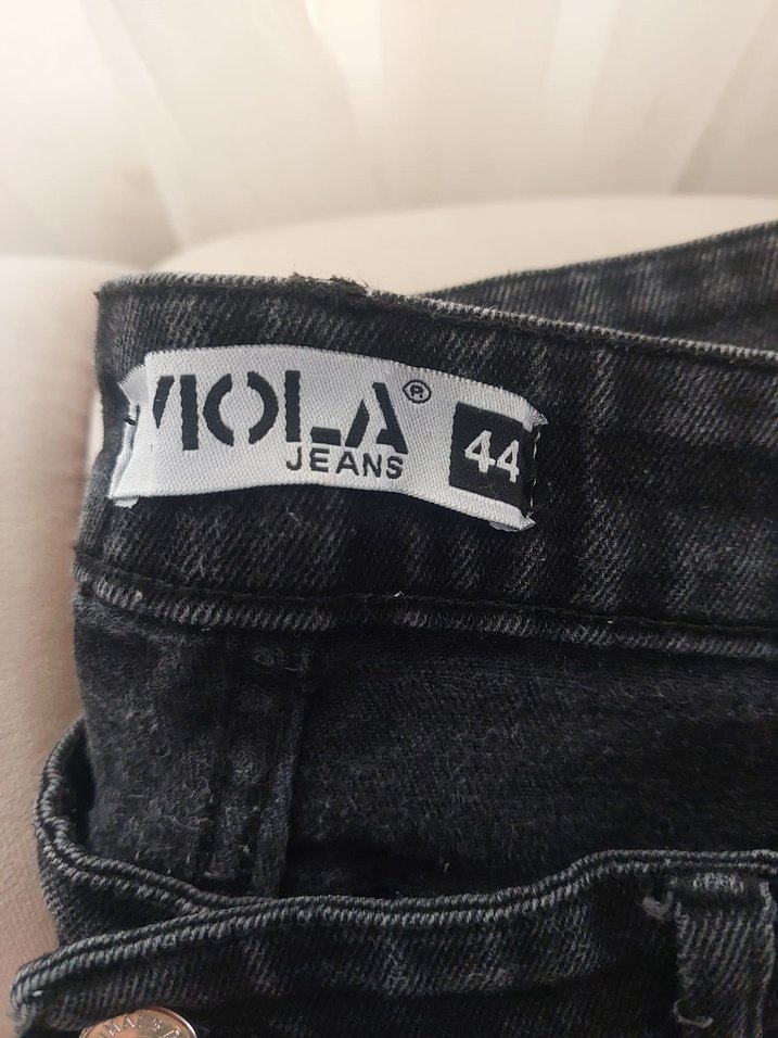 Gri Düğmeli Kadın Kot Pantolon - Görsel 3