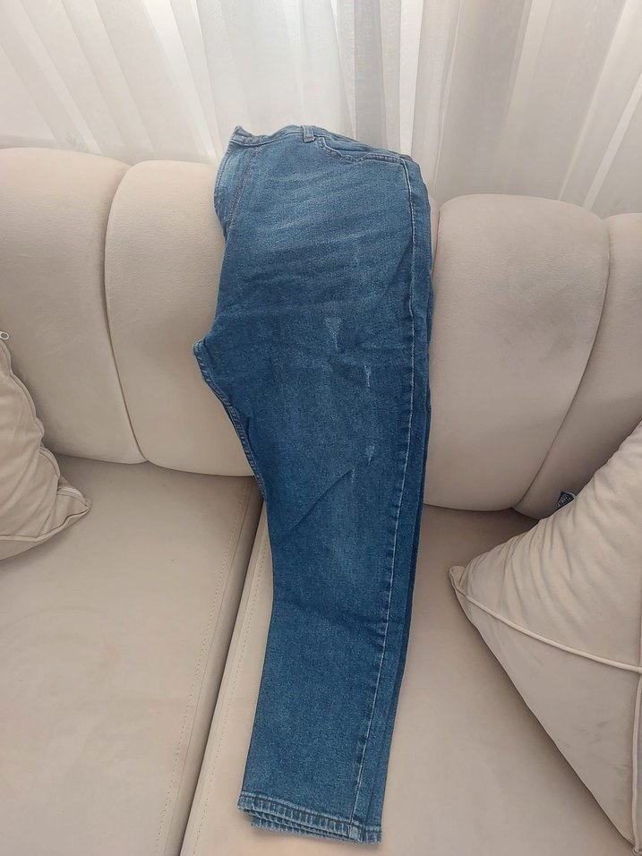 Kadın Mavi Parlak Denim Midi Jean - Görsel 2