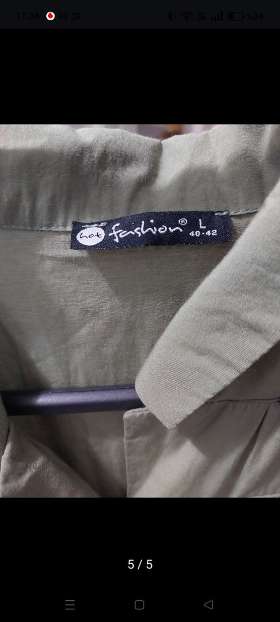 Düğmeli Kısa Kollu Uzun Keten Elbise - Görsel 3