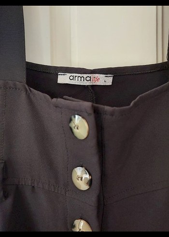 Siyah Düğmeli Midi Kadın Tulum - Görsel 2