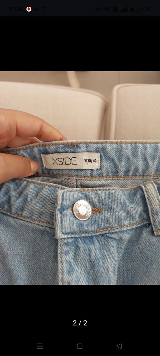 Kadın Bej Mini Denim Şort - Görsel 2