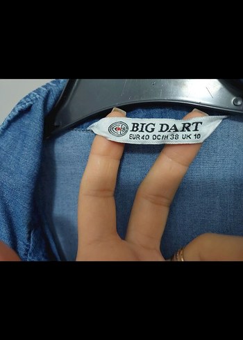 Düğmeli Uzun Mavi Denim Elbise - Görsel 2