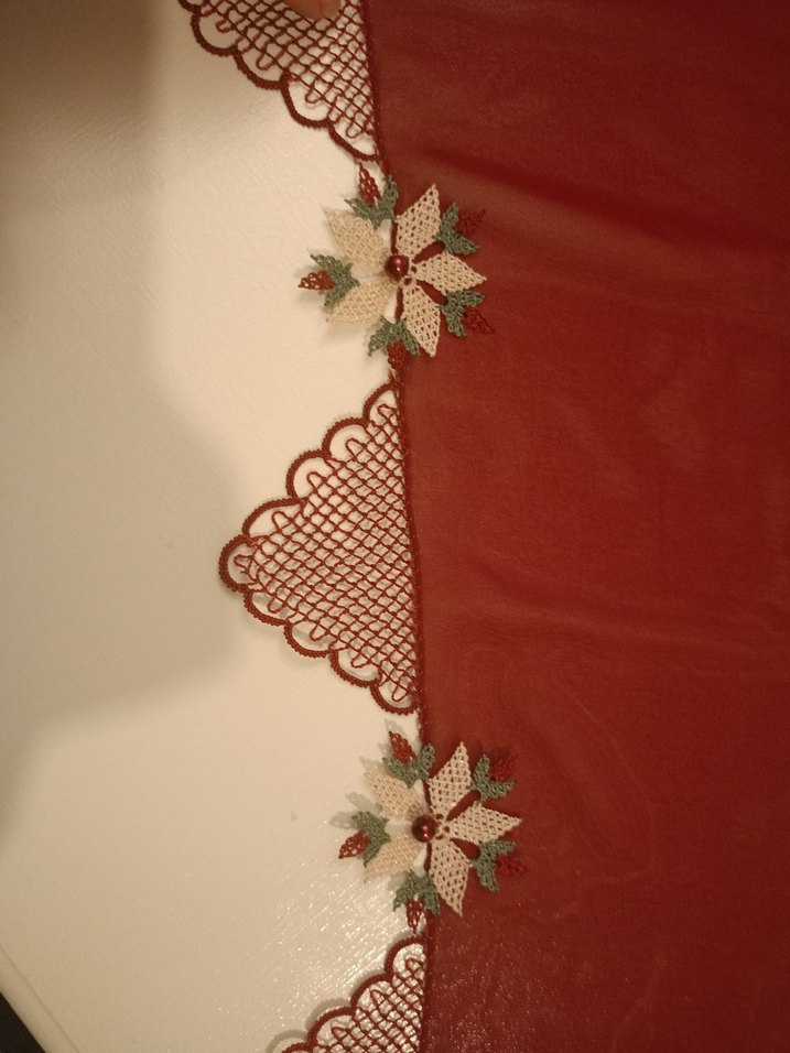 İğne oyası Gül Desenli Geleneksel El İşi Mevlüt Örtüsü - Görsel 2